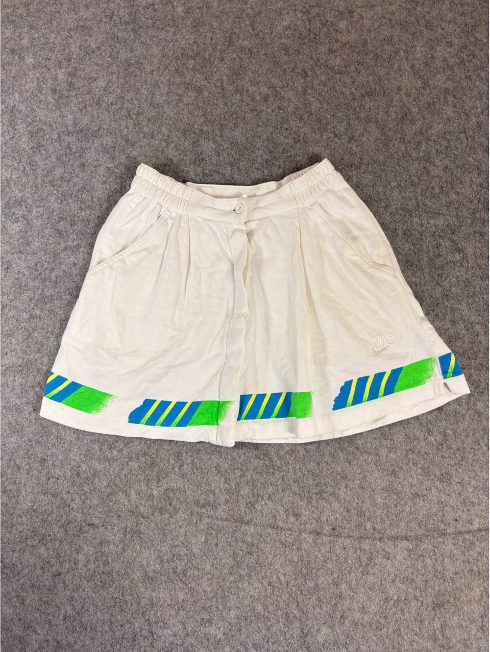 vintage Nike white skirt with green blue trim size small 80s